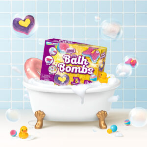 Bath Bomb Making Kit box inside a bathtub