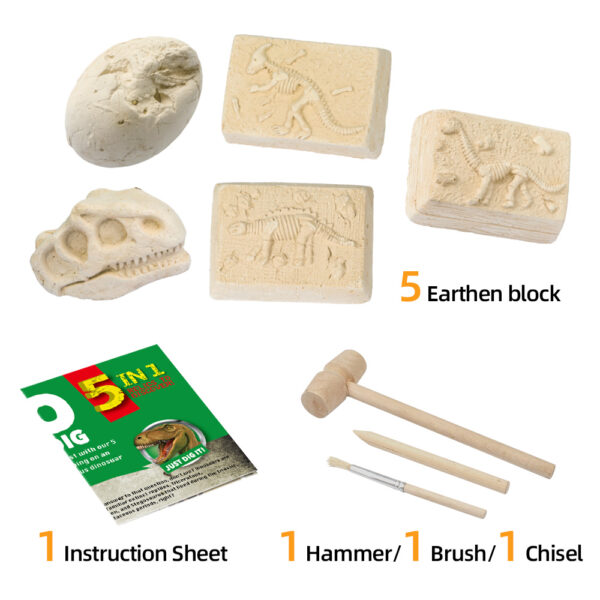 5 in 1 Dino Skeleton Dig Kit box contents