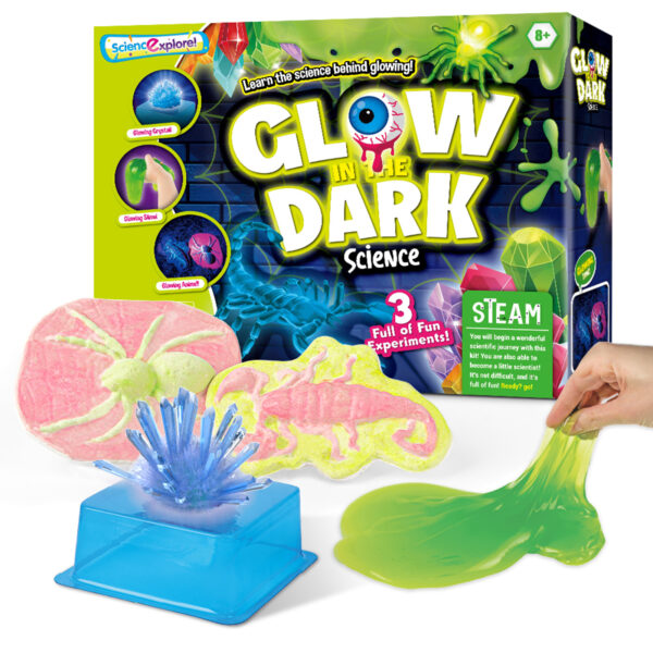 Glow in the Dark Science Kit box with sample finished products